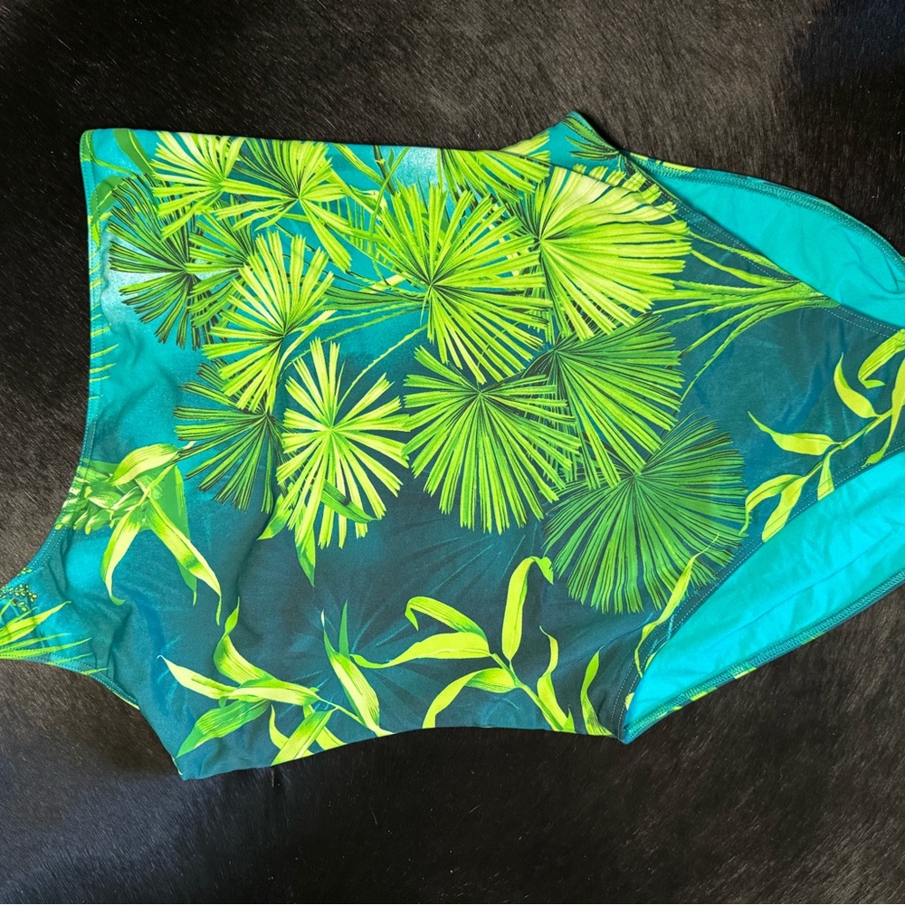 Versace Green and Blue One Piece Asymmetrical Swimsuit - Picture 2 of 9